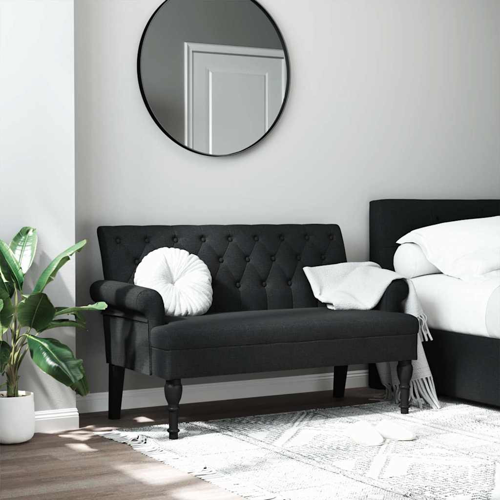 vidaXL Bank mit Rückenlehne Schwarz 120x62x75,5 cm Stoff