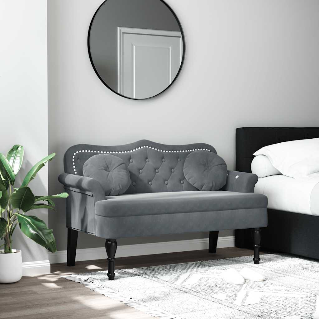 vidaXL Bank mit Kissen Dunkelgrau 120,5 x 65 x 75 cm Samt