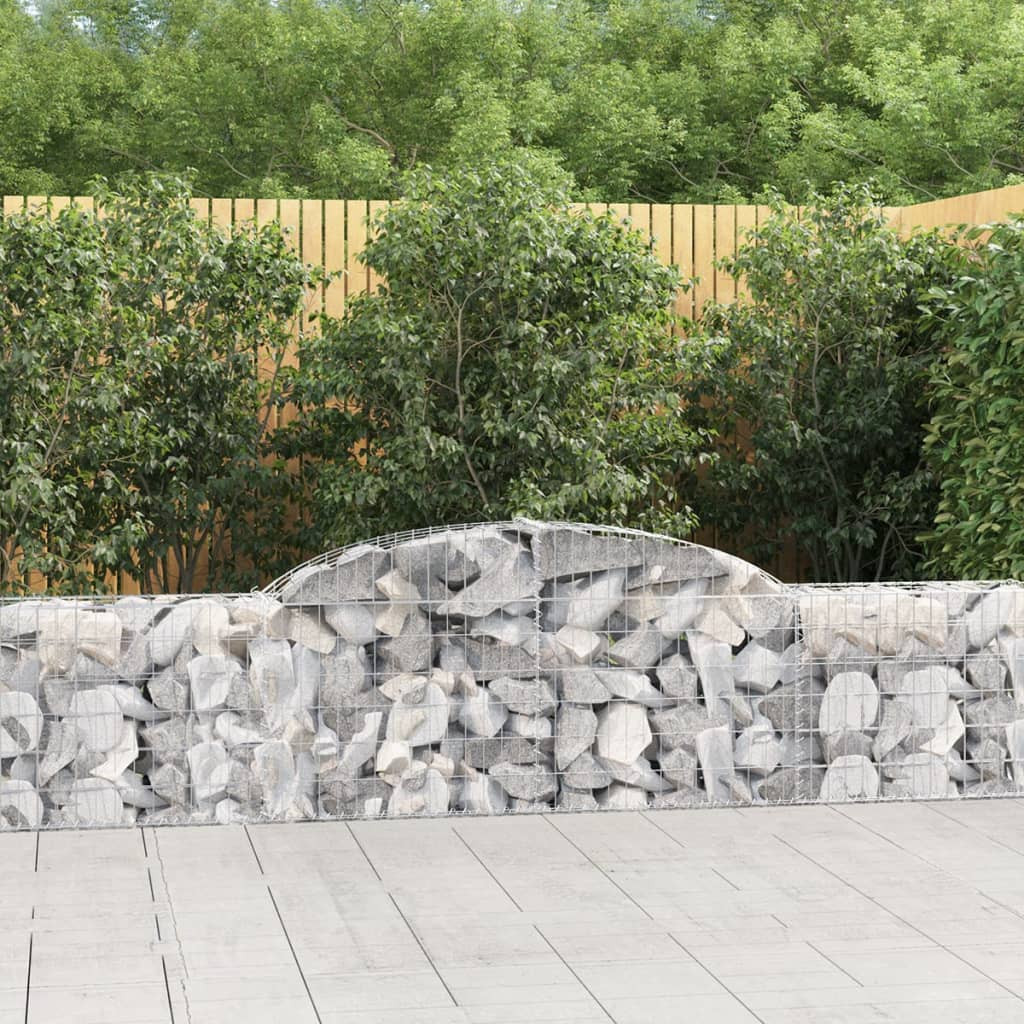 vidaXL Gabionen mit Hochbogen 10 Stk. 300x30x60/80 cm Verzinktes Eisen