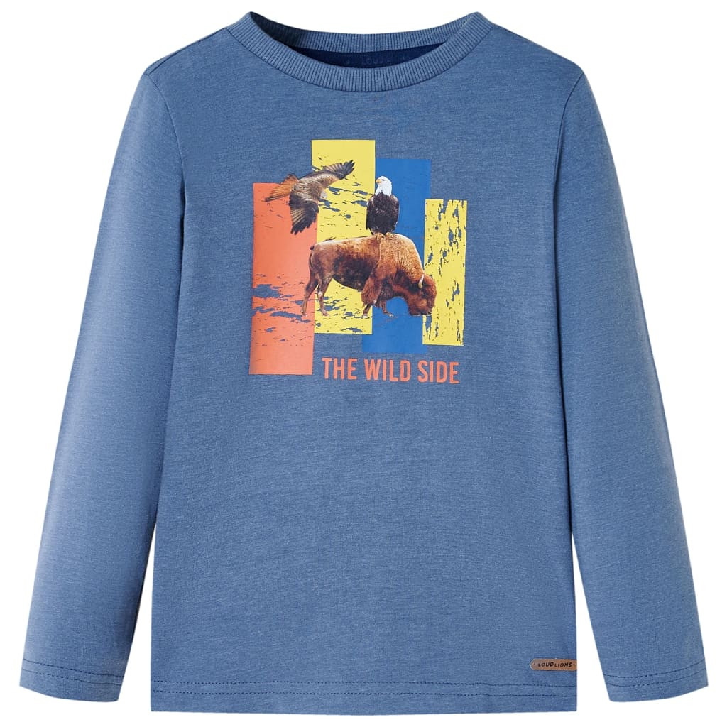 Kinder-Langarmshirt Blau Melange 140