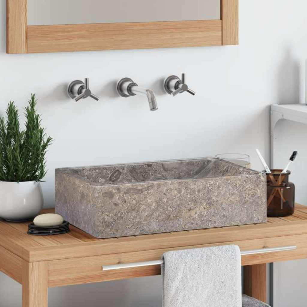 vidaXL Waschbecken 45x30x12 cm Marmor Hochglanz-Grau