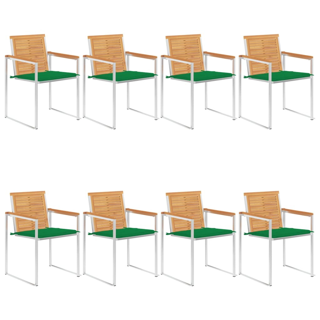 vidaXL Gartenstühle 8 Stk. mit Kissen Massivholz Teak