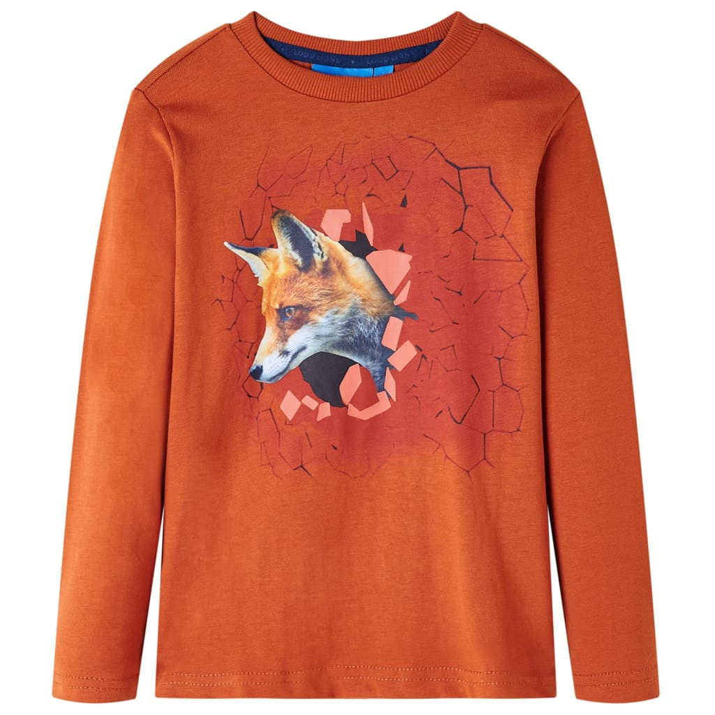 Kinder-Langarmshirt Rostbraun 92