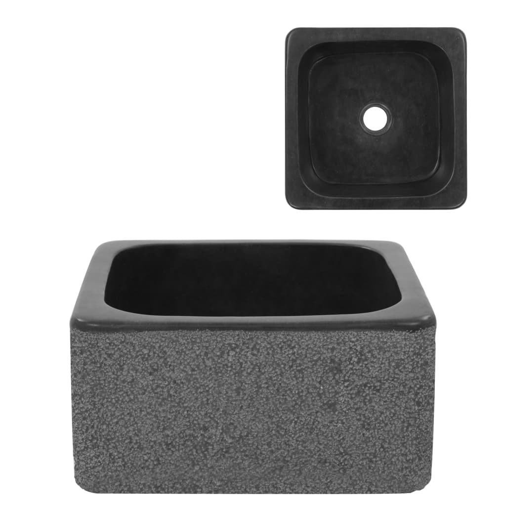 vidaXL Waschbecken 30x30x15 cm Flussstein Schwarz