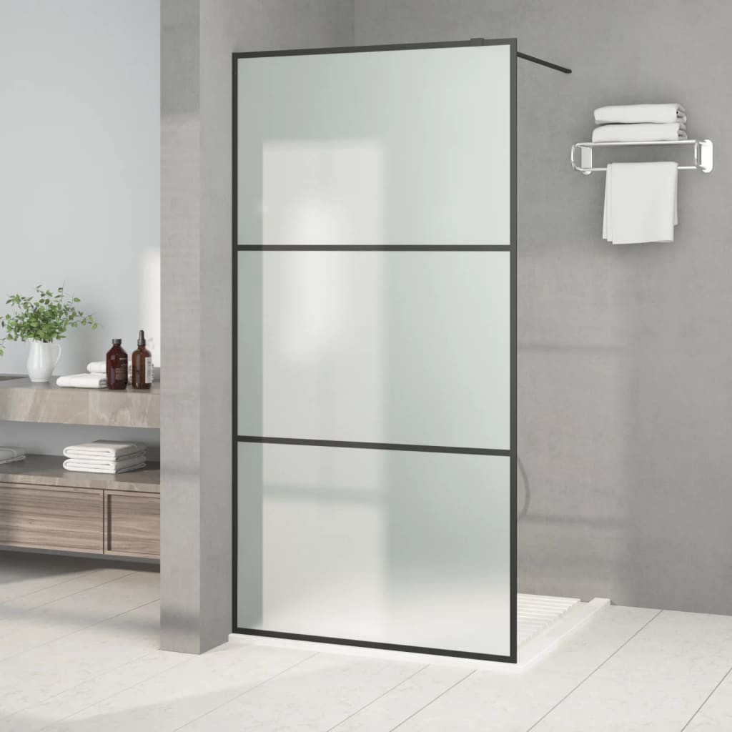 vidaXL Duschwand für Walk-In Dusche Schwarz 100x195 cm ESG Mattiert