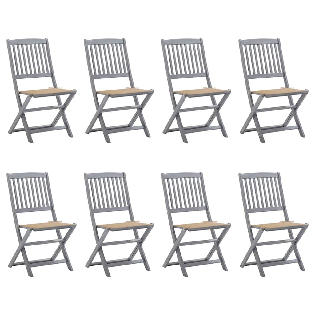vidaXL Klappbare Gartenstühle 8 Stk. mit Kissen Massivholz Akazie