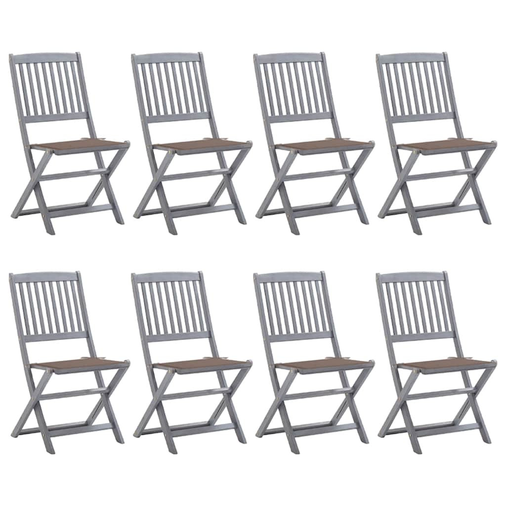 vidaXL Klappbare Gartenstühle 8 Stk. mit Kissen Massivholz Akazie