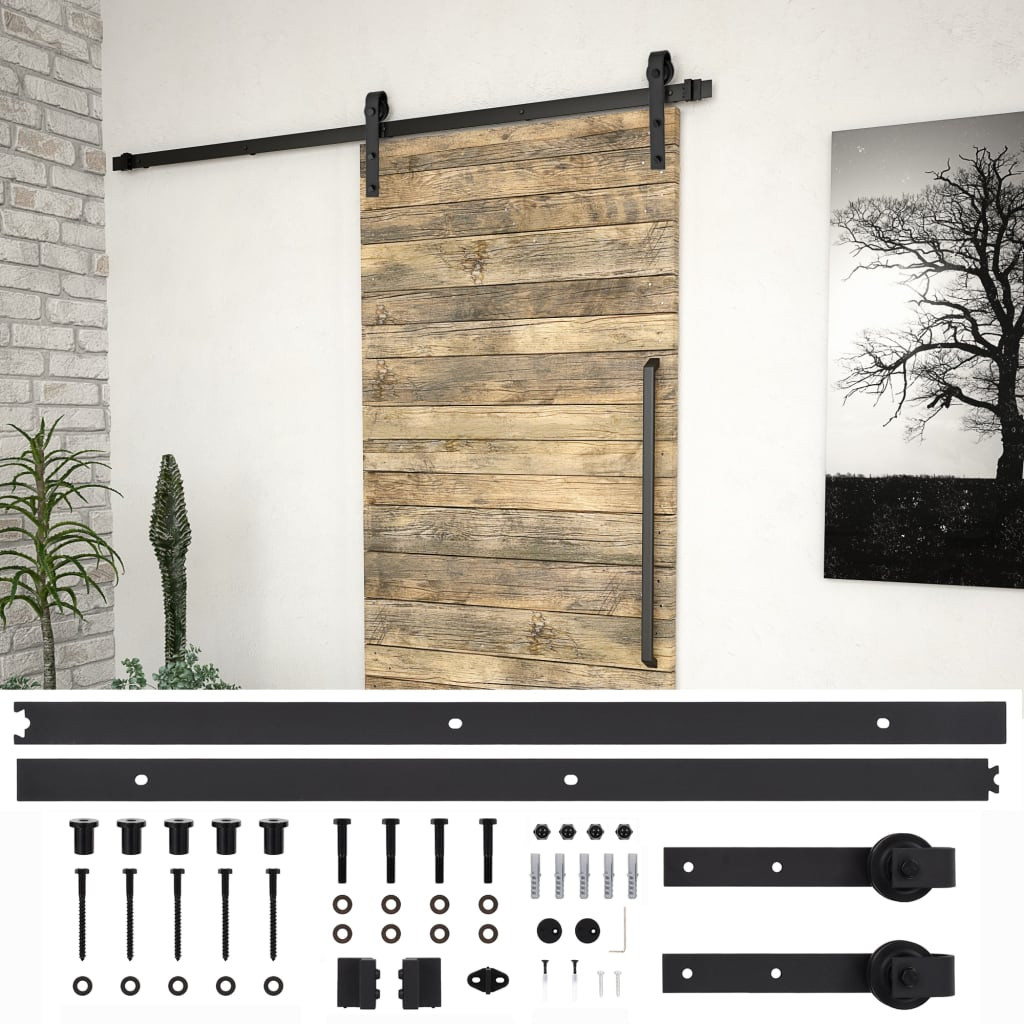 vidaXL Schiebetürbeschlag-Set SKIEN 200 cm Stahl Schwarz
