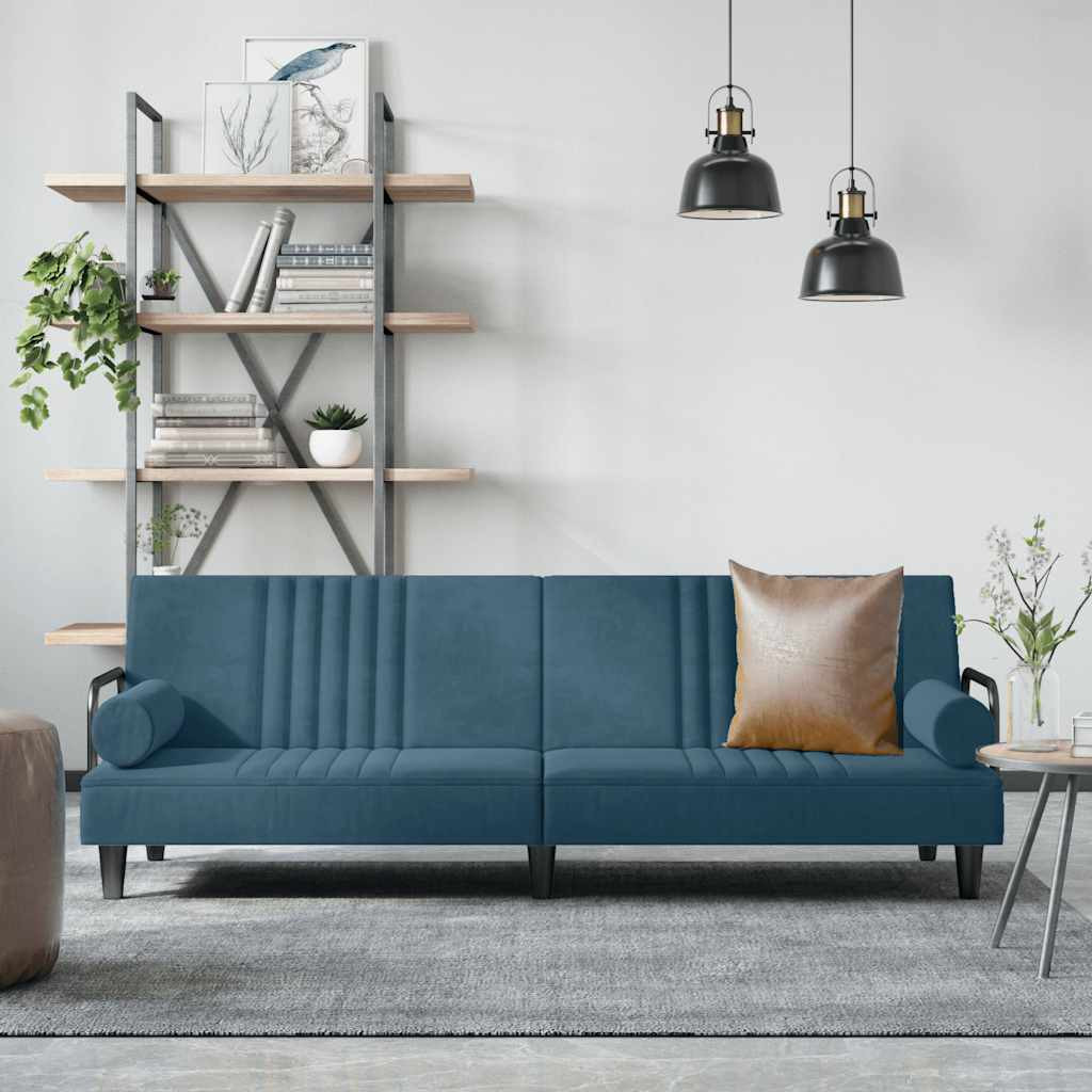 vidaXL Schlafsofa mit Armlehnen Blau Samt