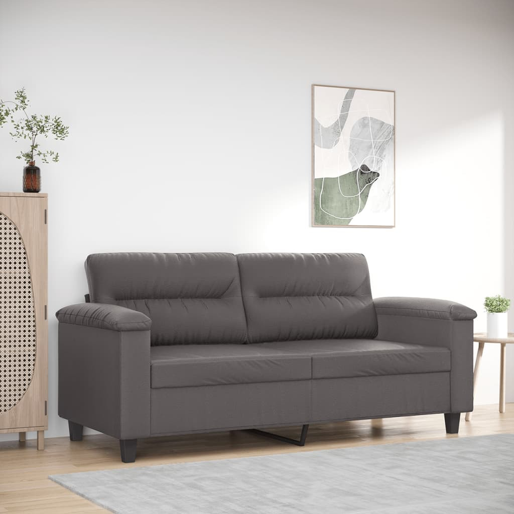 vidaXL 2-Sitzer-Sofa Grau 140 cm Kunstleder