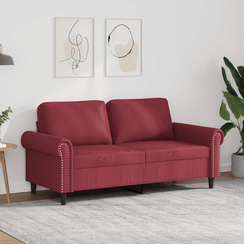 vidaXL 2-Sitzer-Sofa Weinrot 140 cm Kunstleder