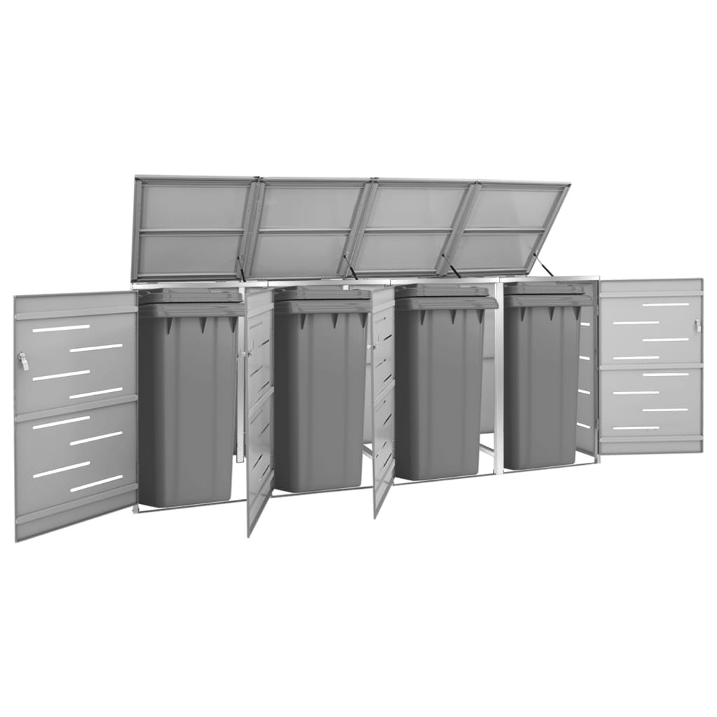 vidaXL Mülltonnenbox für 4 Tonnen 276,5x77,5x115 cm Edelstahl