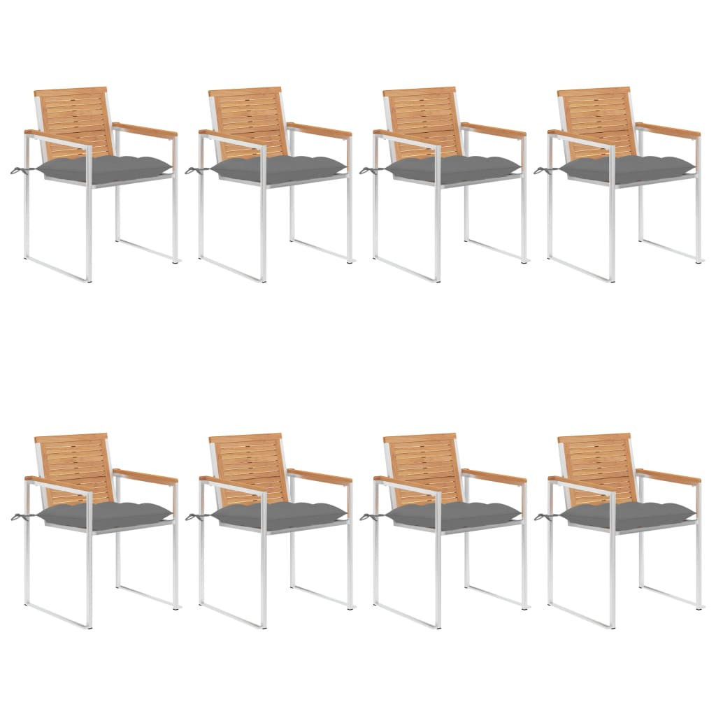 vidaXL Gartenstühle 8 Stk. mit Kissen Massivholz Teak