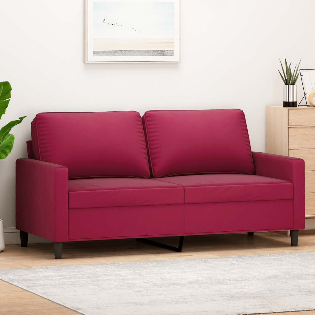 vidaXL 2-Sitzer-Sofa Weinrot 140 cm Samt