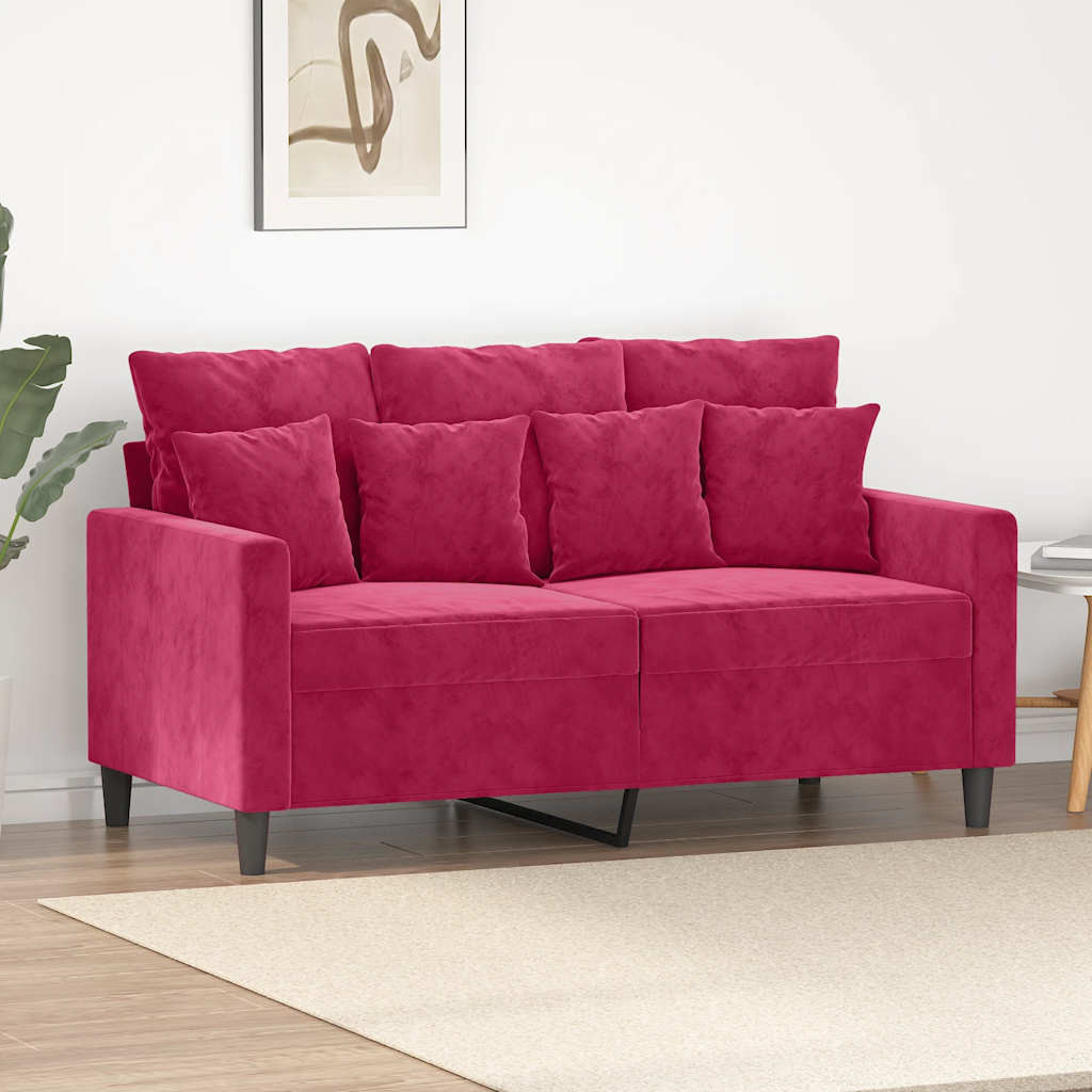 vidaXL 2-Sitzer-Sofa Weinrot 120 cm Samt