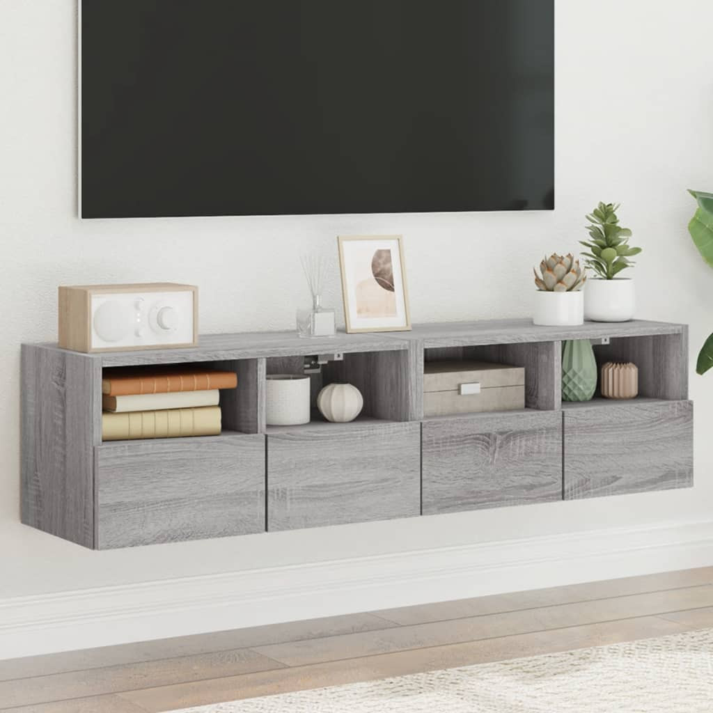 vidaXL TV-Wandschränke 2 Stk. Grau Sonoma 60x30x30 cm Holzwerkstoff