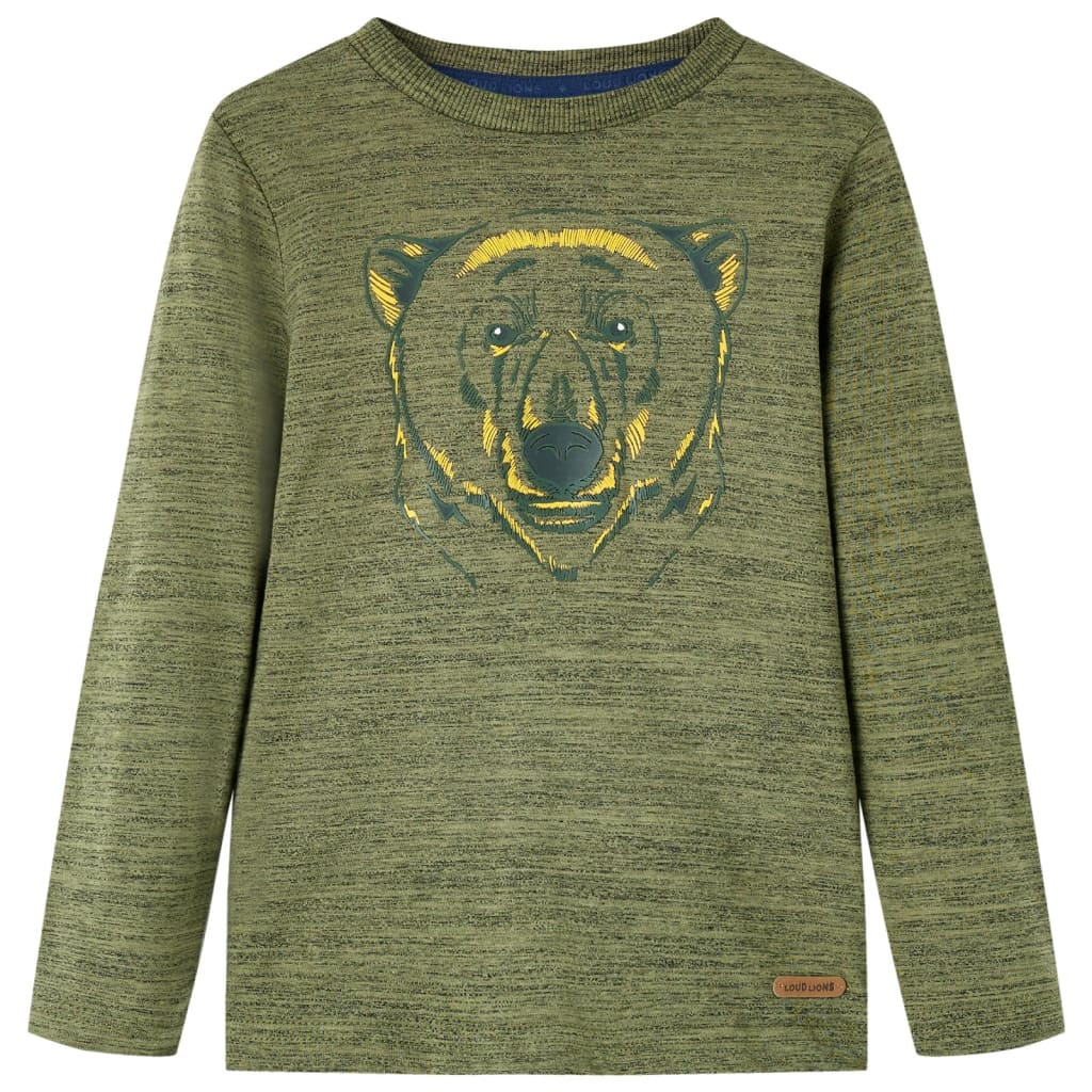 Kinder-Langarmshirt Khaki Melange 104