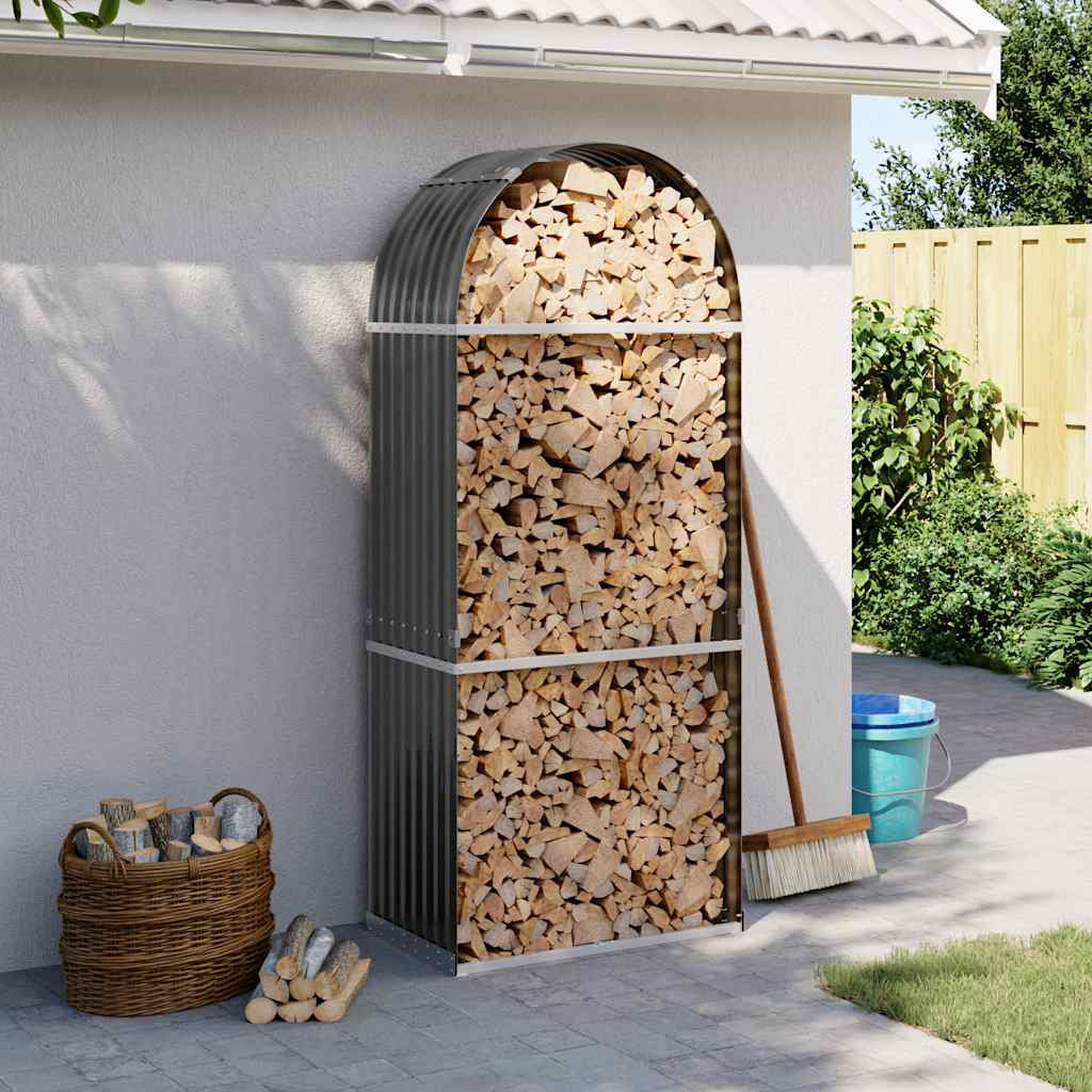 vidaXL Holzkorb Anthrazit 80x45x190 cm Verzinkter Stahl