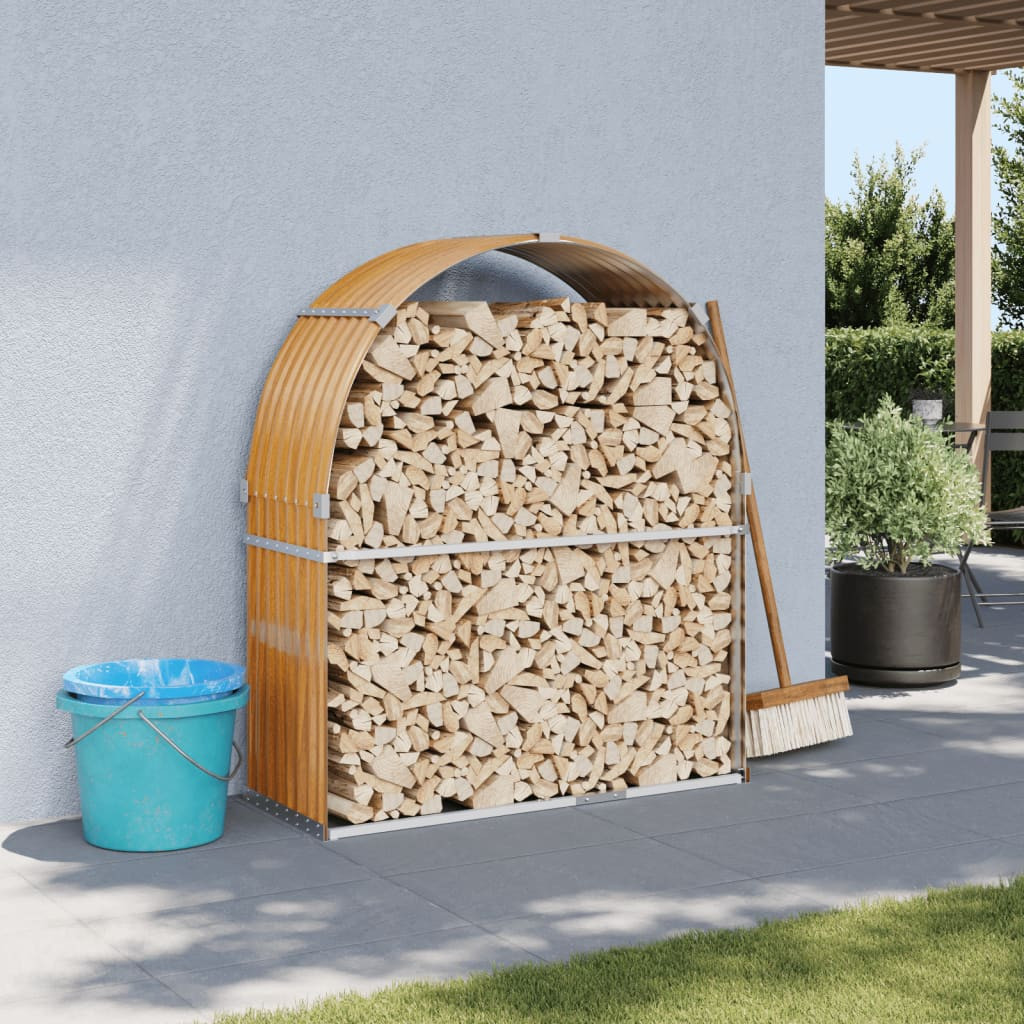 vidaXL Kaminholzunterstand Holzoptik 120x45x140 cm Verzinkter Stahl