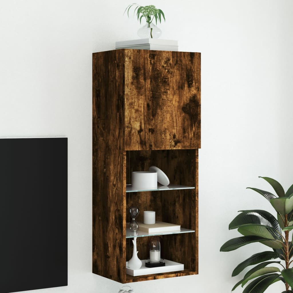 vidaXL TV-Schrank mit LED-Leuchten Räuchereiche 40,5x30x102 cm