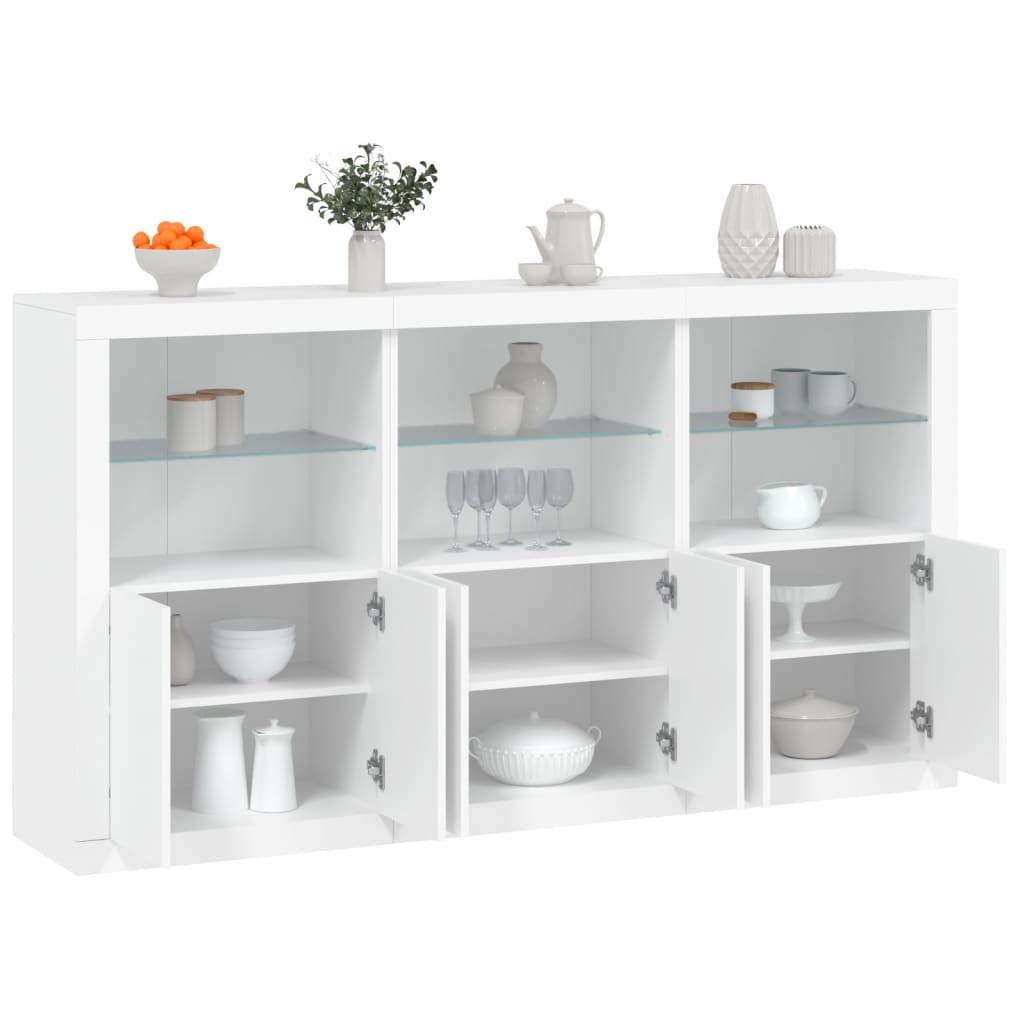 vidaXL Sideboard mit LED-Leuchten Weiß 181,5x37x100 cm