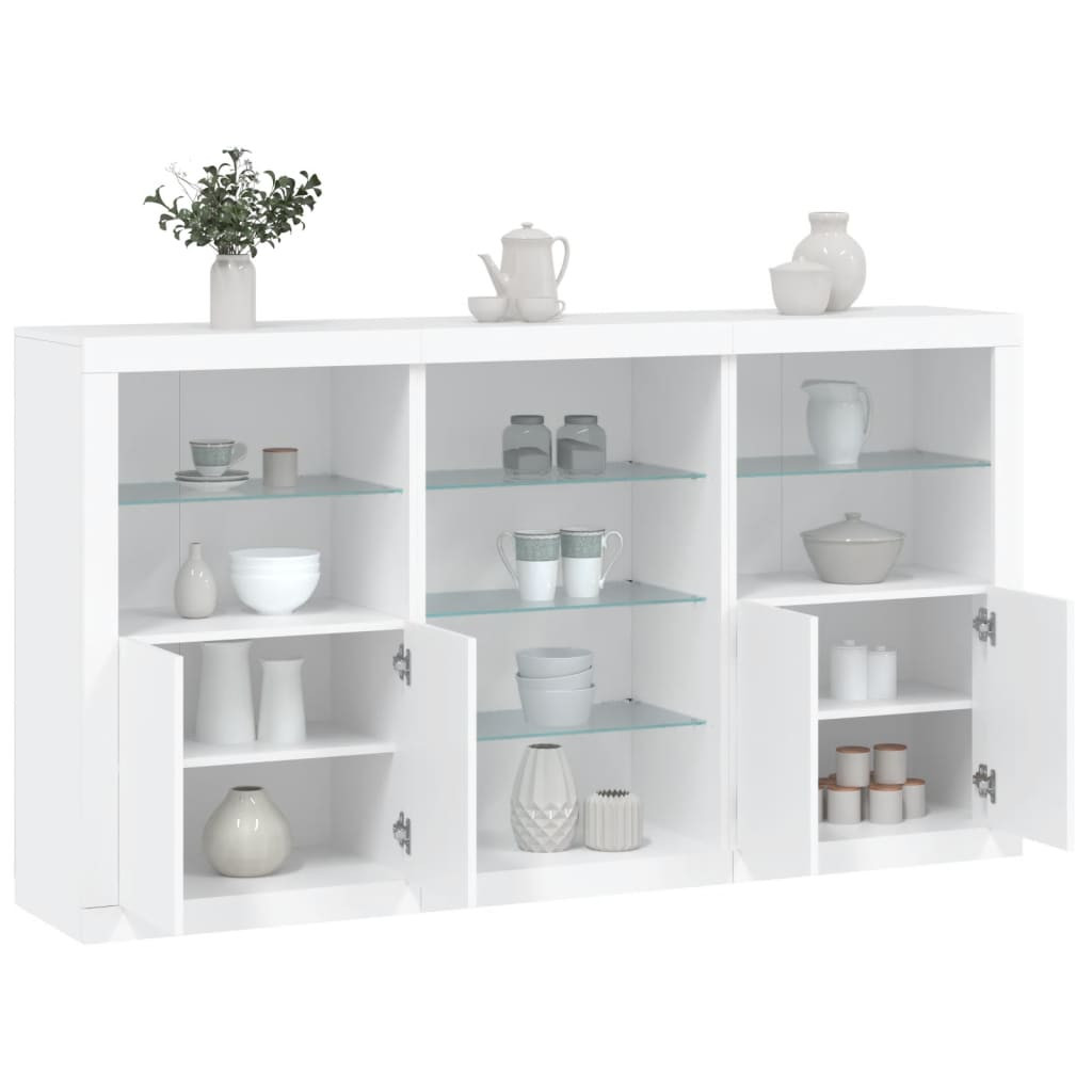 vidaXL Sideboard mit LED-Leuchten Weiß 181,5x37x100 cm