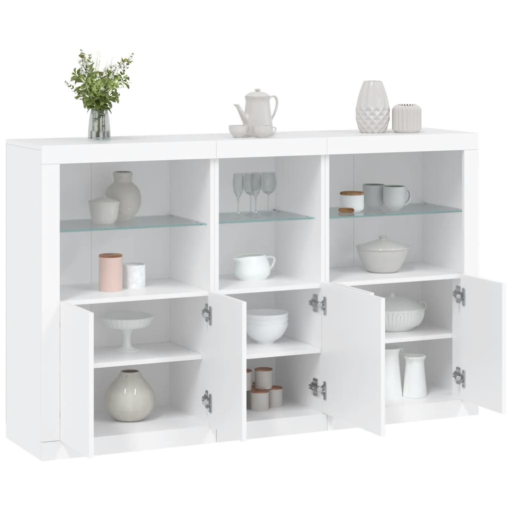 vidaXL Sideboard mit LED-Leuchten Weiß 162x37x100 cm