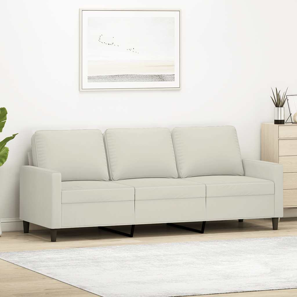 vidaXL 3-Sitzer-Sofa Creme 180 cm Samt