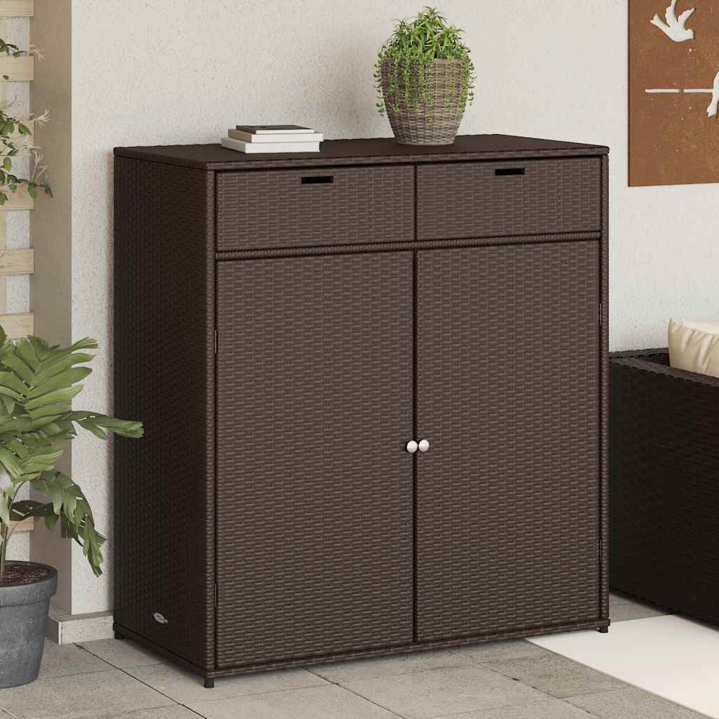 vidaXL Gartenschrank Braun 105x55x113 cm Poly Rattan