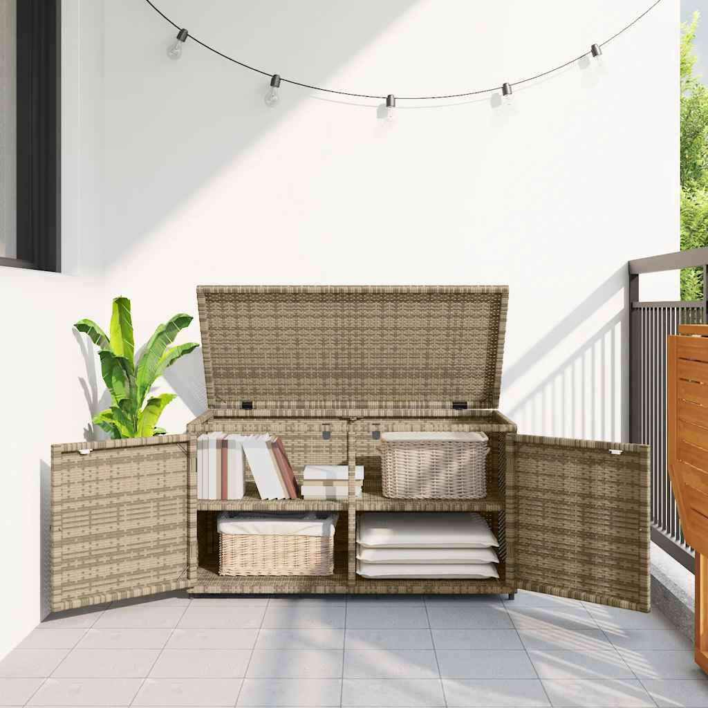 vidaXL Gartenschrank Beige 110x55x60,5 cm Poly Rattan