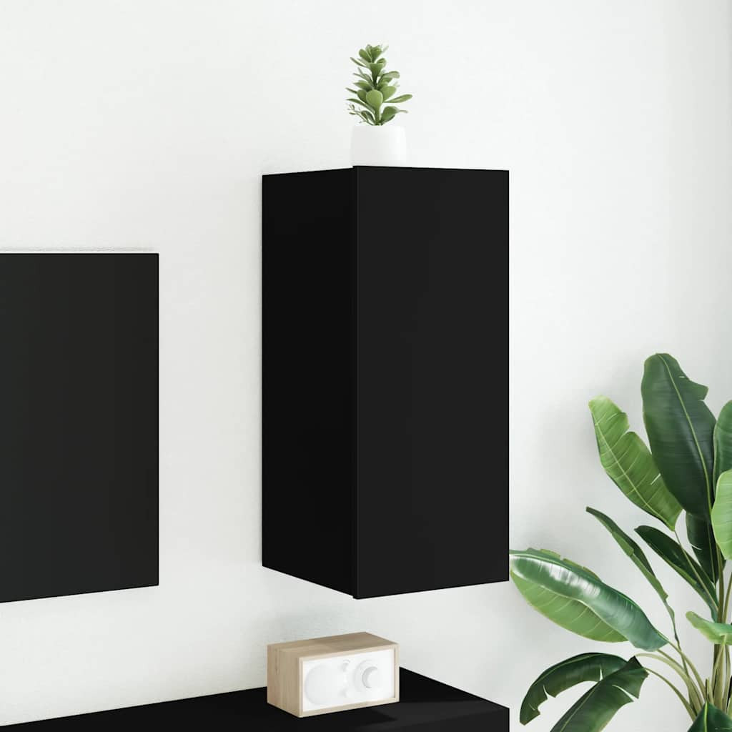 vidaXL TV-Wandschrank mit LED-Leuchten Schwarz 30,5x35x70 cm