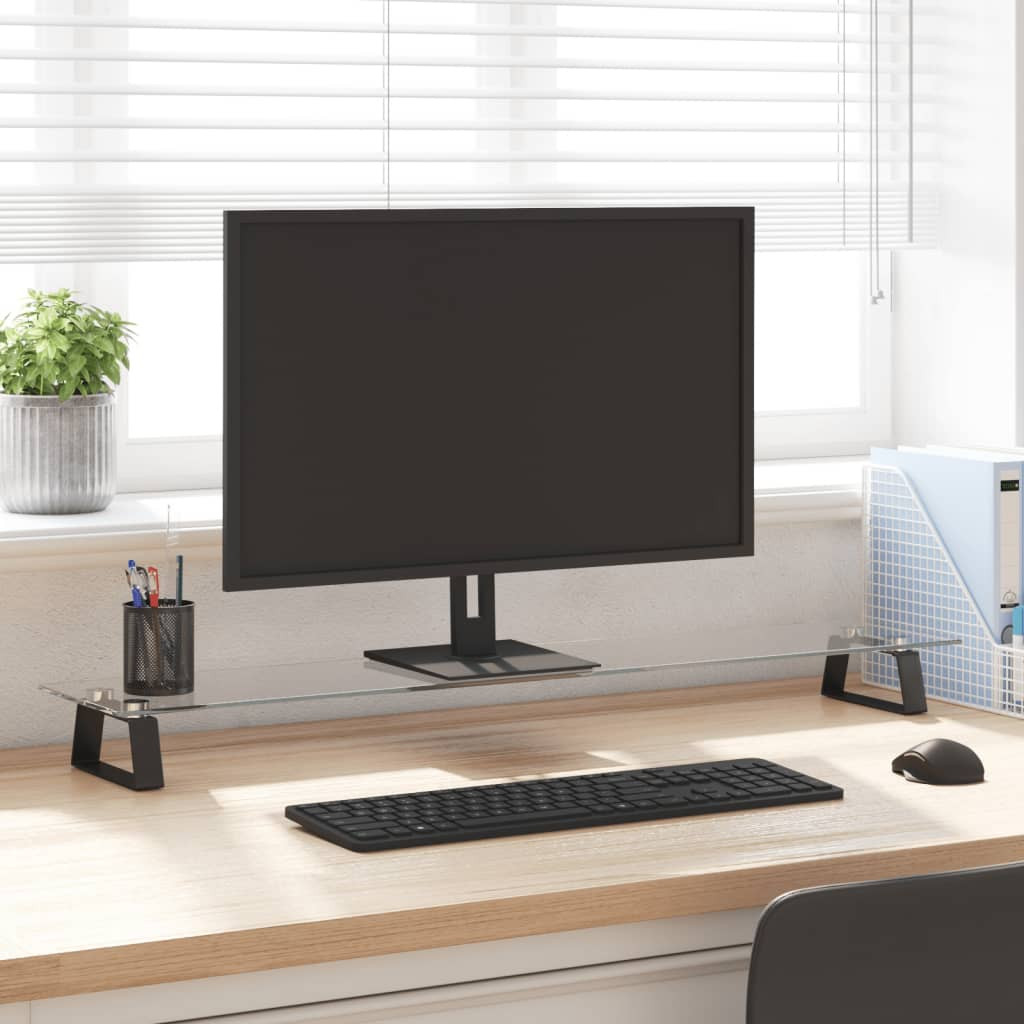vidaXL Monitorständer Schwarz 100x20x8 cm Hartglas und Metall