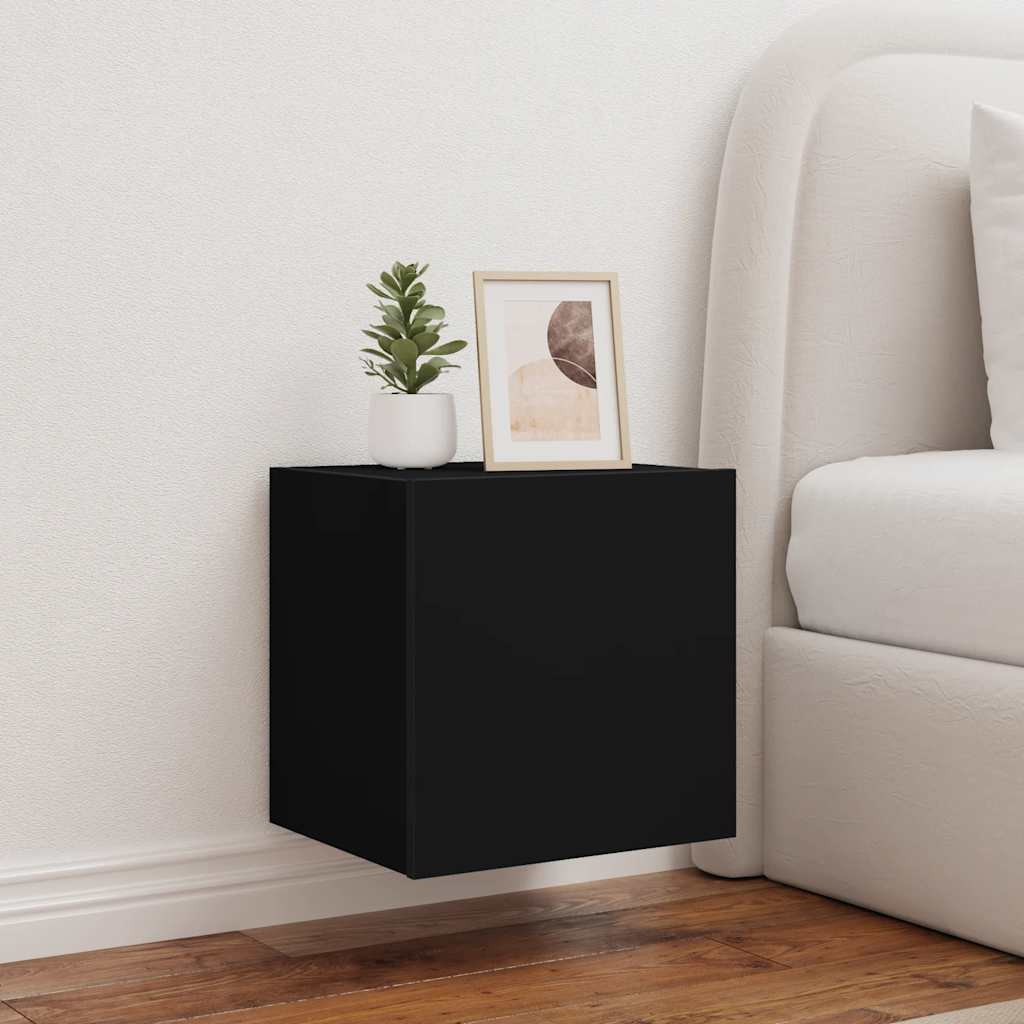 vidaXL TV-Wandschrank mit LED-Leuchten Schwarz 40,5x35x40 cm