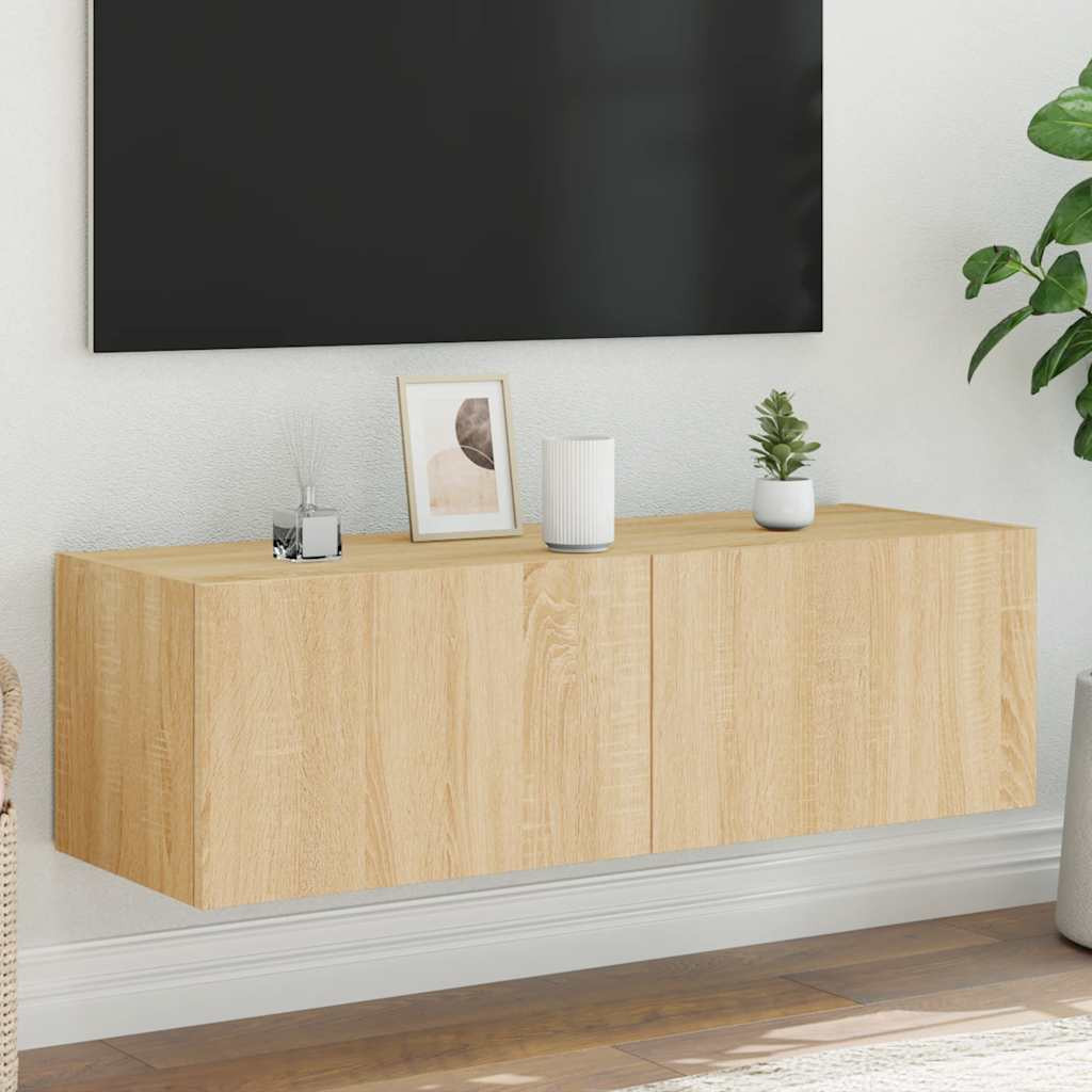 vidaXL TV-Wandschrank mit LED-Leuchten Sonoma-Eiche 100x35x31 cm