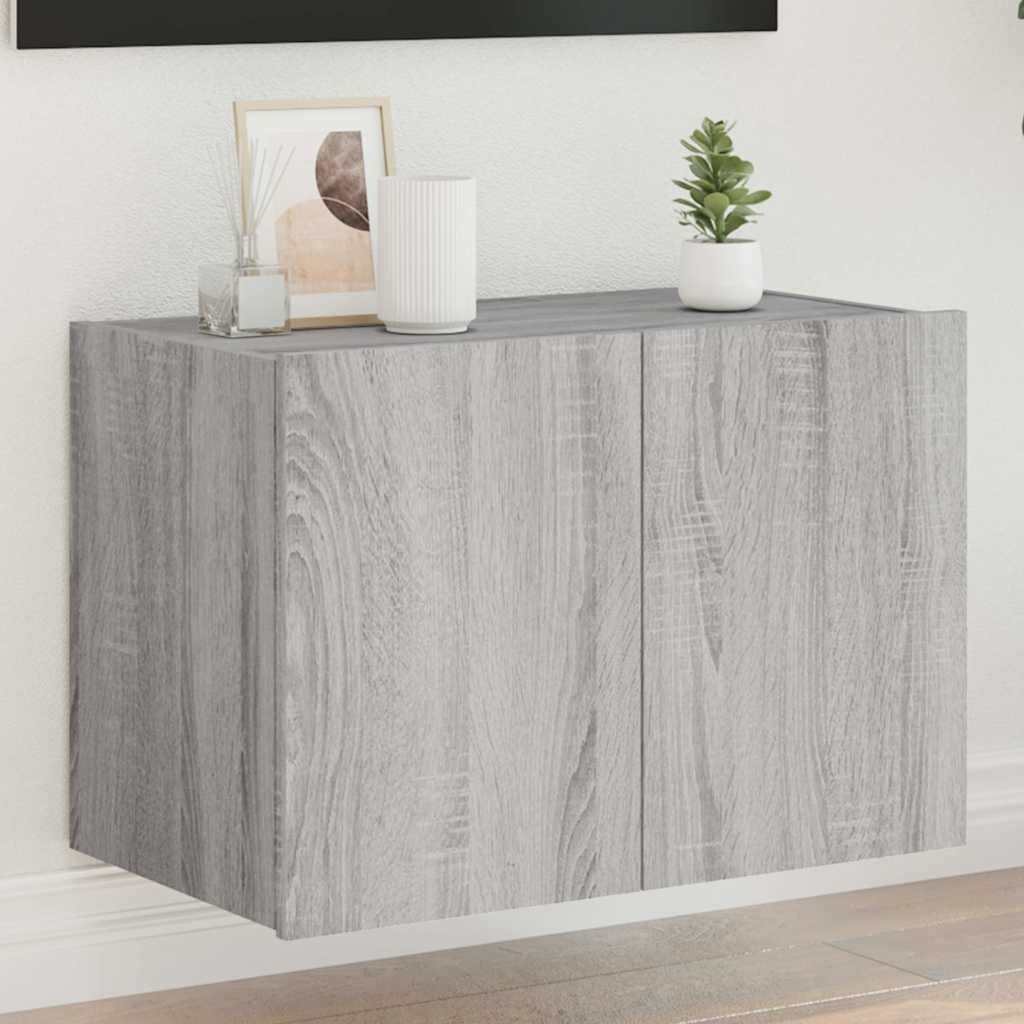 vidaXL TV-Wandschrank mit LED-Leuchten Grau Sonoma 60x35x41 cm