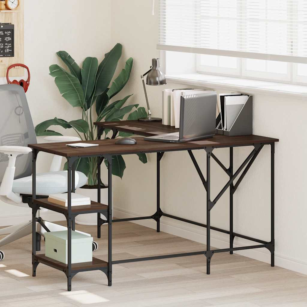 vidaXL Schreibtisch Braun Eichen-Optik 139x139x75 cm Holzwerkstoff