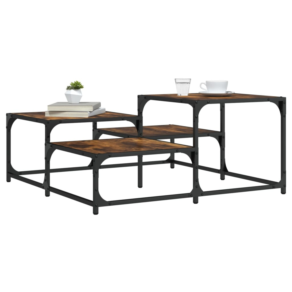 vidaXL Couchtisch Räuchereiche 87,5x87,5x40 cm Holzwerkstoff