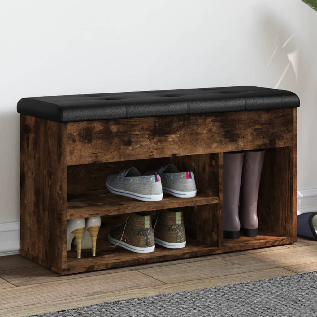 vidaXL Schuhbank Räuchereiche 82x32x45,5 cm Holzwerkstoff