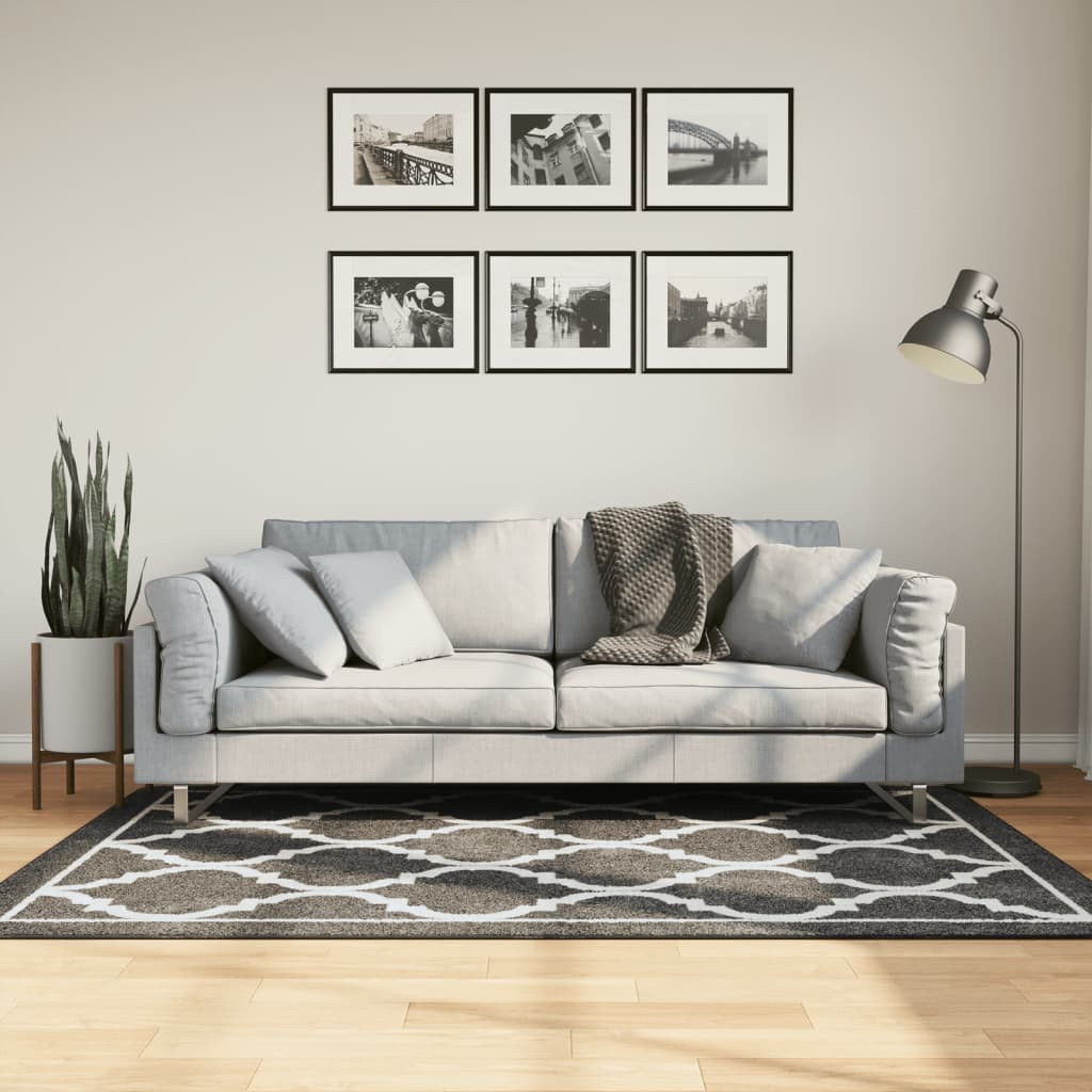 vidaXL Teppich Waschbar Schwarz und Weiß 120x180 cm