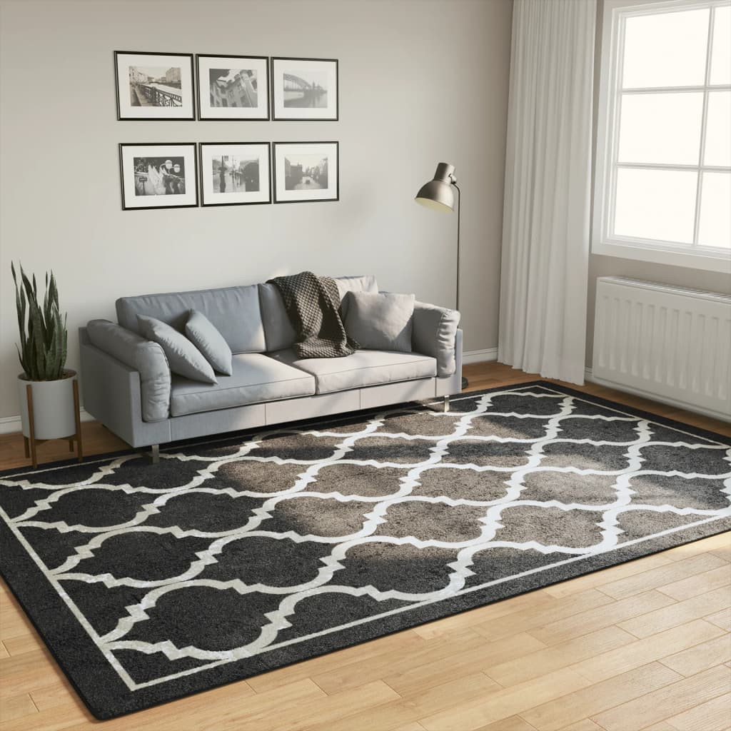 vidaXL Teppich Waschbar Schwarz und Weiß 190x300 cm