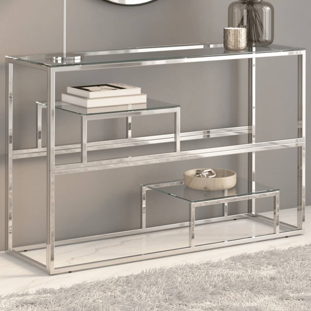vidaXL Konsolentisch Silbern Edelstahl und Hartglas