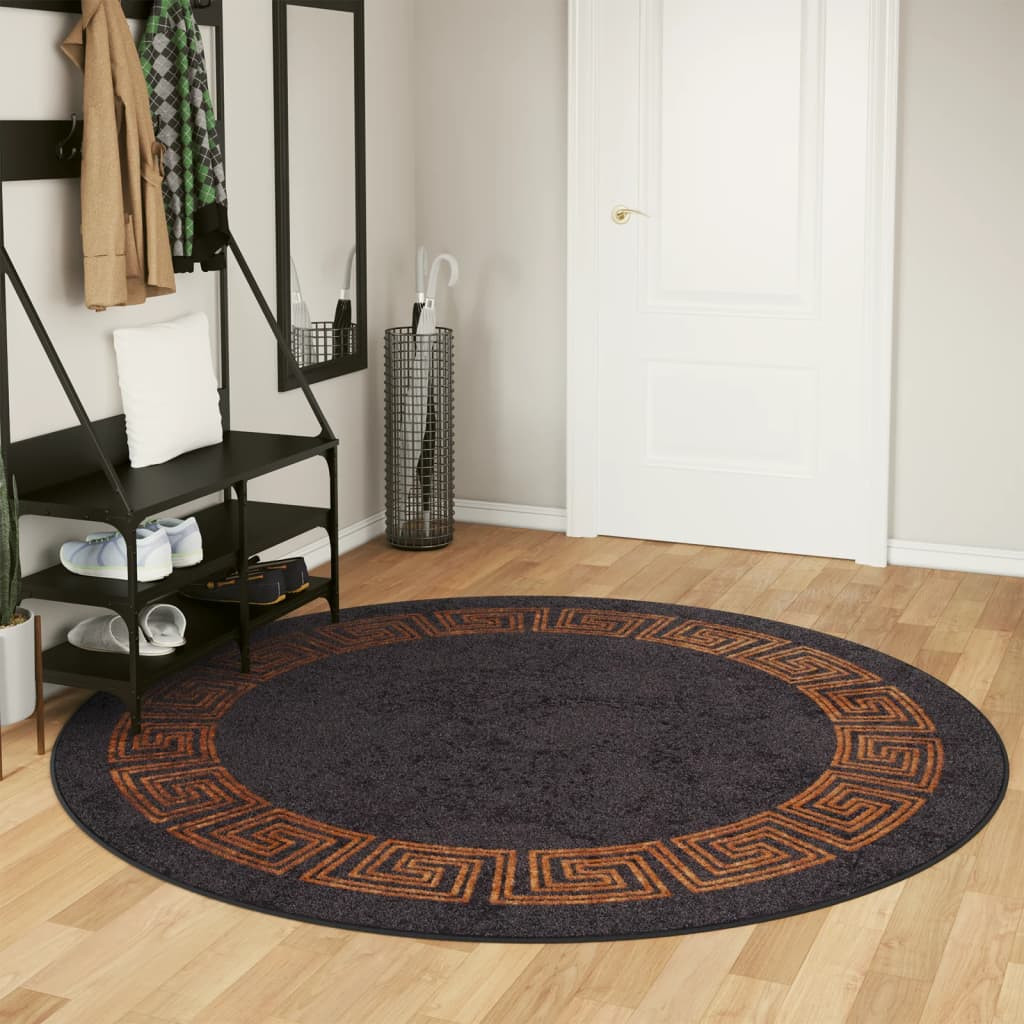 vidaXL Teppich Waschbar Schwarz und Golden Ø 200 cm