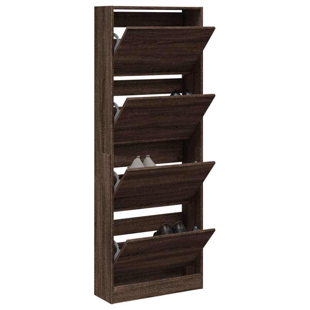 vidaXL Schuhschrank Braun Eichen-Optik 60x21x163,5 cm Holzwerkstoff