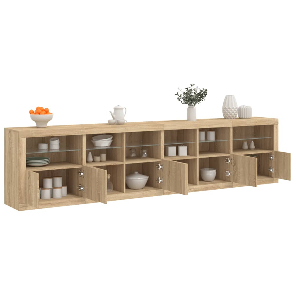 vidaXL Sideboard mit LED-Leuchten Sonoma-Eiche 283x37x67 cm
