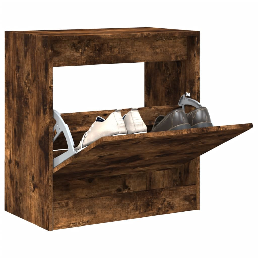 vidaXL Schuhschrank Räuchereiche 60x34x63,5 cm Holzwerkstoff
