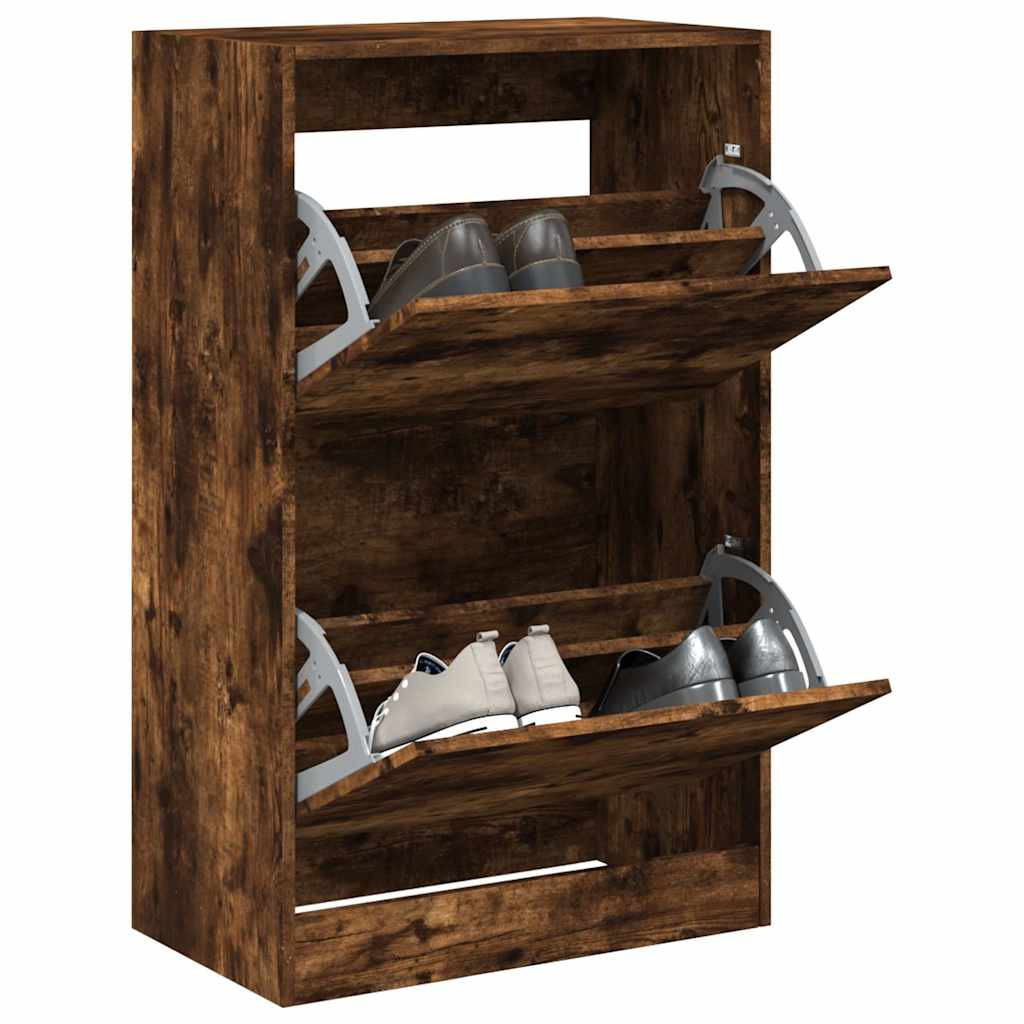 vidaXL Schuhschrank Räuchereiche 60x34x96,5 cm Holzwerkstoff