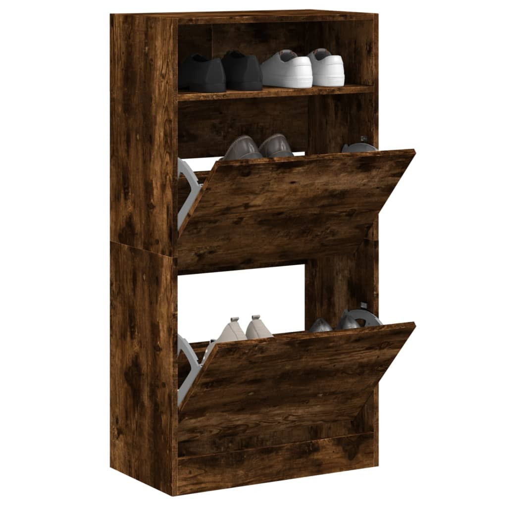 vidaXL Schuhschrank Räuchereiche 60x34x116 cm Holzwerkstoff