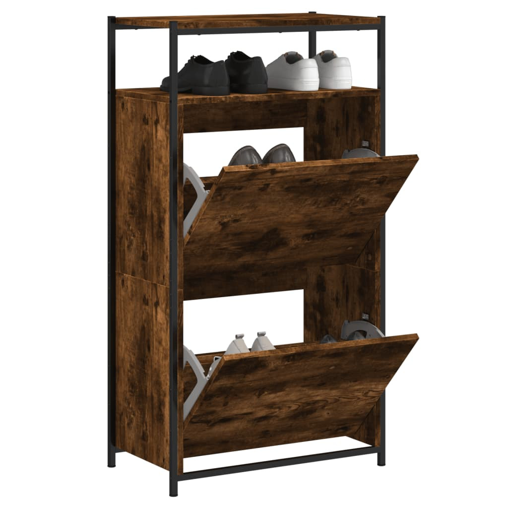 vidaXL Schuhschrank Räuchereiche 60x34x112 cm Holzwerkstoff