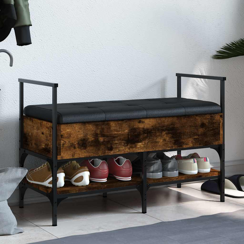 vidaXL Schuhbank Räuchereiche 85,5x42x57,5 cm Holzwerkstoff