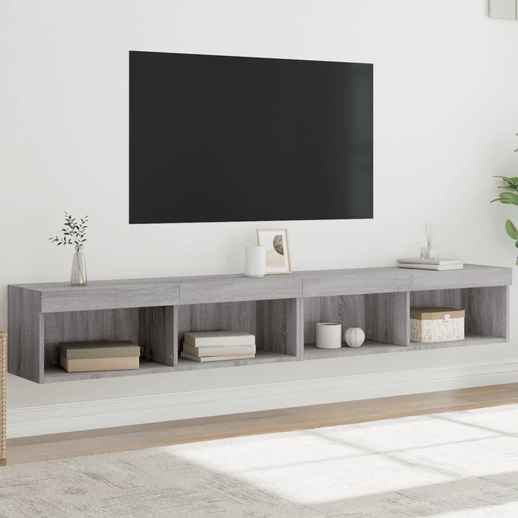 vidaXL TV-Schränke mit LED-Leuchten 2 Stk. Grau Sonoma 100x30x30 cm